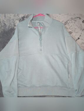 Vuori Light Blue Half-Zip Cowl Sweater